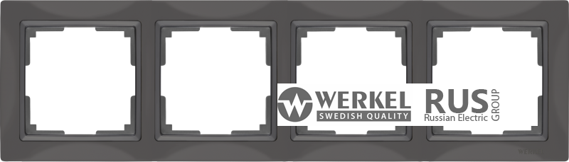 WL03-Frame-04-basic-grey / Рамка Snabb Basic 4 поста (серо-коричневый) a036701
