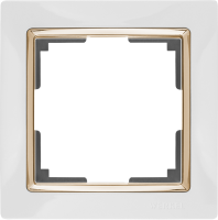 WL03-Frame-01-white-GD / Рамка на 1 пост (Белый / золото) a035252