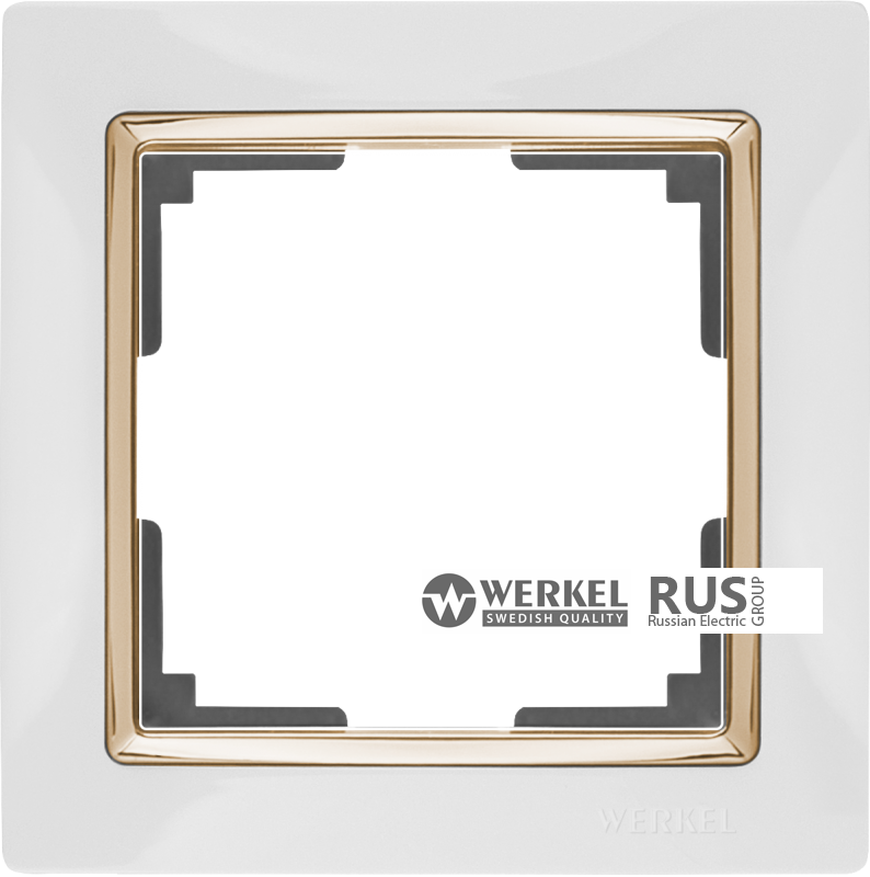 WL03-Frame-01-white-GD / Рамка на 1 пост (Белый / золото) a035252