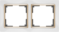 WL03-Frame-02-white-GD / Рамка на 2 поста (Белый / золото) a035253