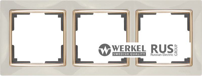 WL03-Frame-03-ivory-GD / Рамка на 3 поста (Слоновая кость / золото) a035249