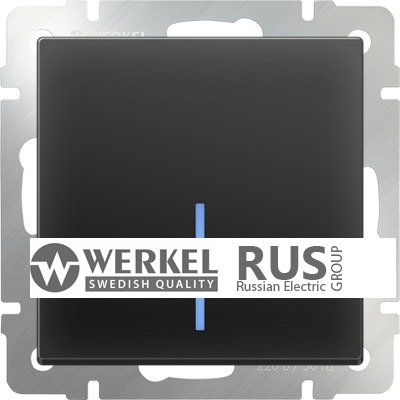 WL08-SW-1G-LED / Выключатель одноклавишный с подсветкой (черный матовый) a029871